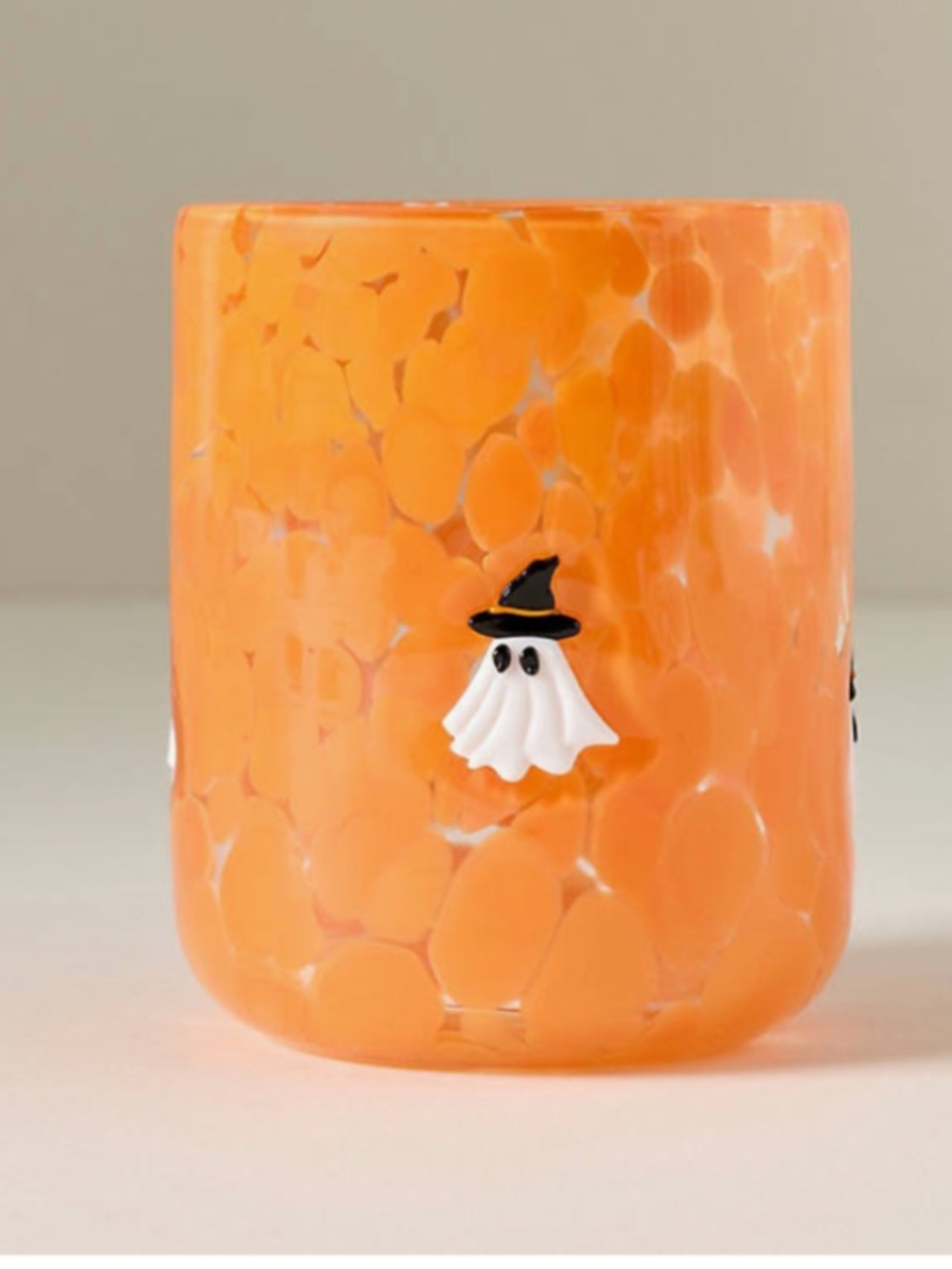 Anthropologie Ghost Juice Glass Icon Confetti New Box Halloween Orange Set of 2